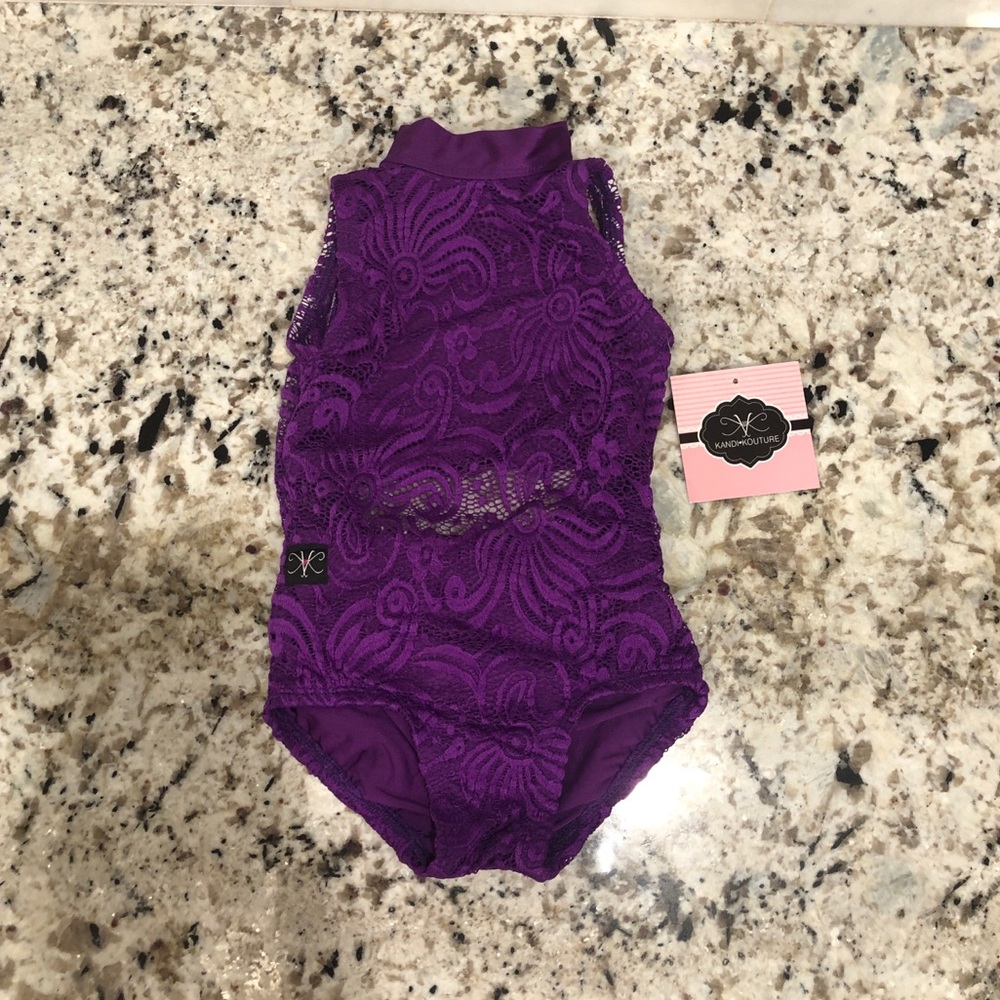 NEW Kandi Kouture purple leotard child small 4-6